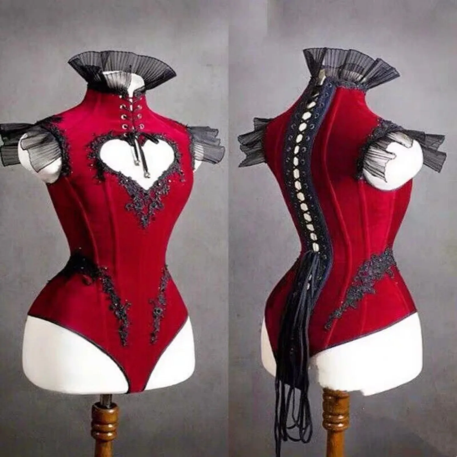 Red Sexy Hollow Out Bodysuit Singer Dancer Stage Costume Party Festival Rave Outfit Drag Queen Clothing Dj Ds Clubwear