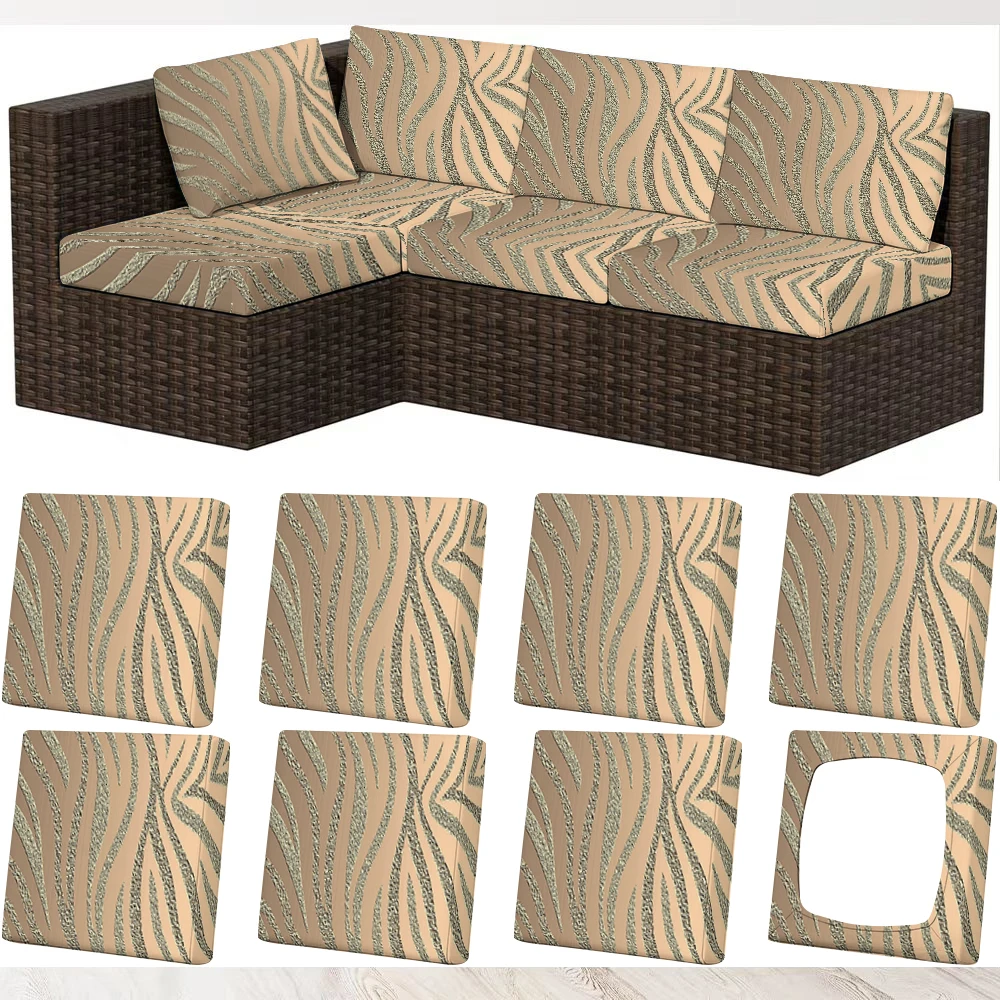 Summer Outdoor Sofa Cover with Zebra Wave Print, Milk Silk Fabric, Pet - Friendly, Washable Without Deformat