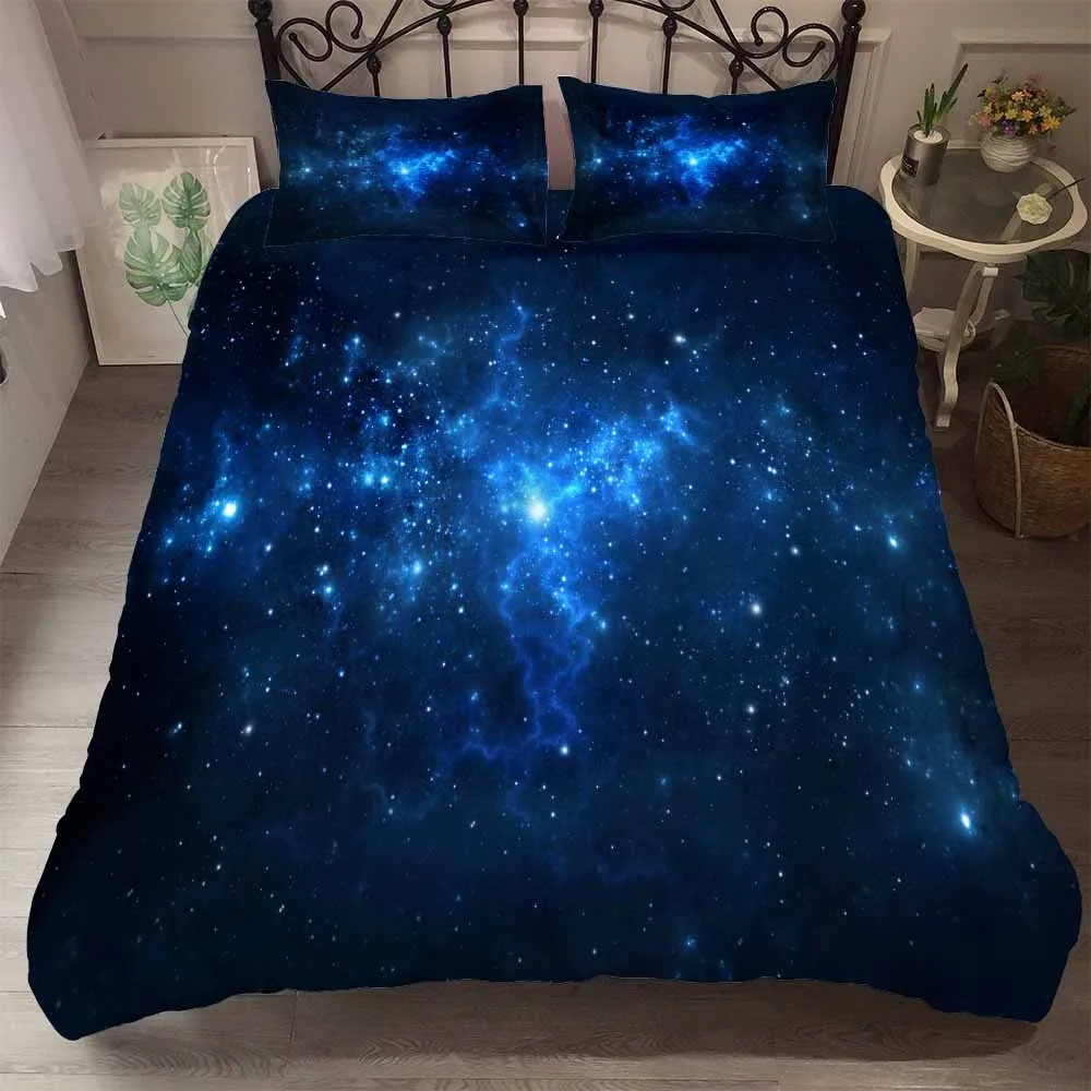 

Universe Outer Space Galaxy Bedding Set Duvet Cover Set Pillowcase King Double Single Bedclothes Children Boys Gift