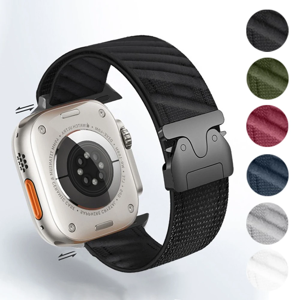 Suitable for Apple Watch 38 40 41mm Nylon Loop Strap Parachute Buckle Diagonal IWatch 1-10 Series Sports Wristband 42 44 45 49mm