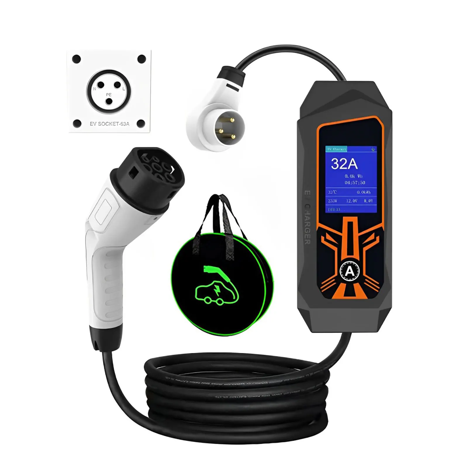 

Portable Electronic Car Ev Charger APP Bluetooth Control for Home Universal Type 2 EV Charger 32A 16A 7KW 3.5KW Vehicle Charger