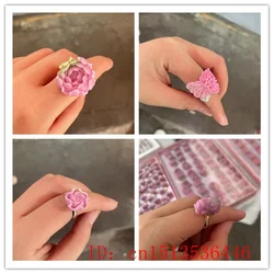 Yanyuan Agate Jade Butterfly Flower Pixiu Adjustable Ring Carved Women Jewelry Gemstones Accessories Energy Charm Real Beaded