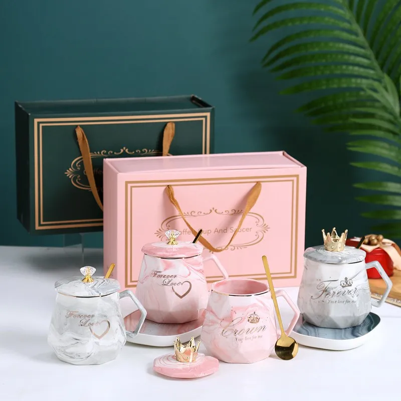 Marble Pattern 55 Degree Constant Temperature Cup Heating Pad Mug Ceramic Bone China Gift Water Cup Souvenir