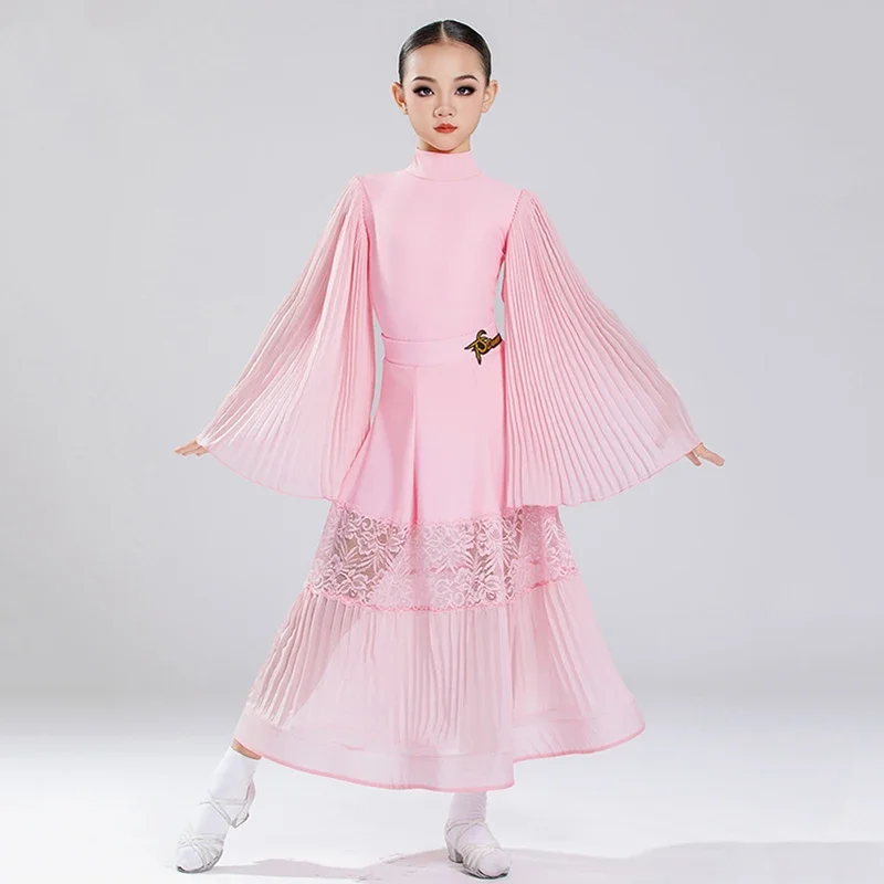 Kinderen Meisjes Moderne Dans Jurk Training Nationale Standaard Competitie Ballroom Prestaties Danskleding Beoordeling Grote Mesh Rok