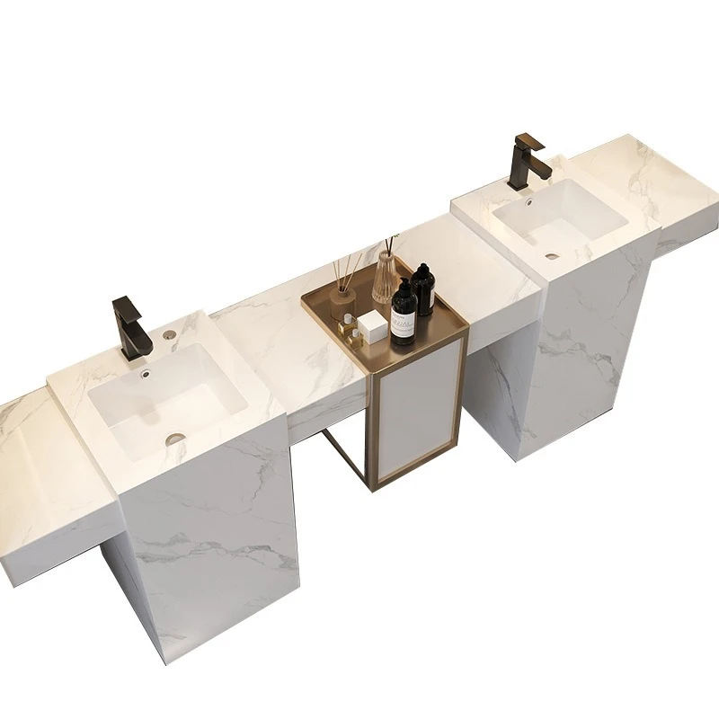 Modern rock slab column basin seamless connection ceramic integrated basin outdoor courtyard face wash hand basin
