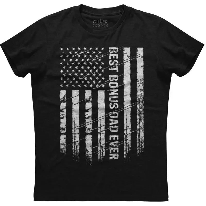 Best Bonus Dad Ever Patriotic Classy Black T Shirt