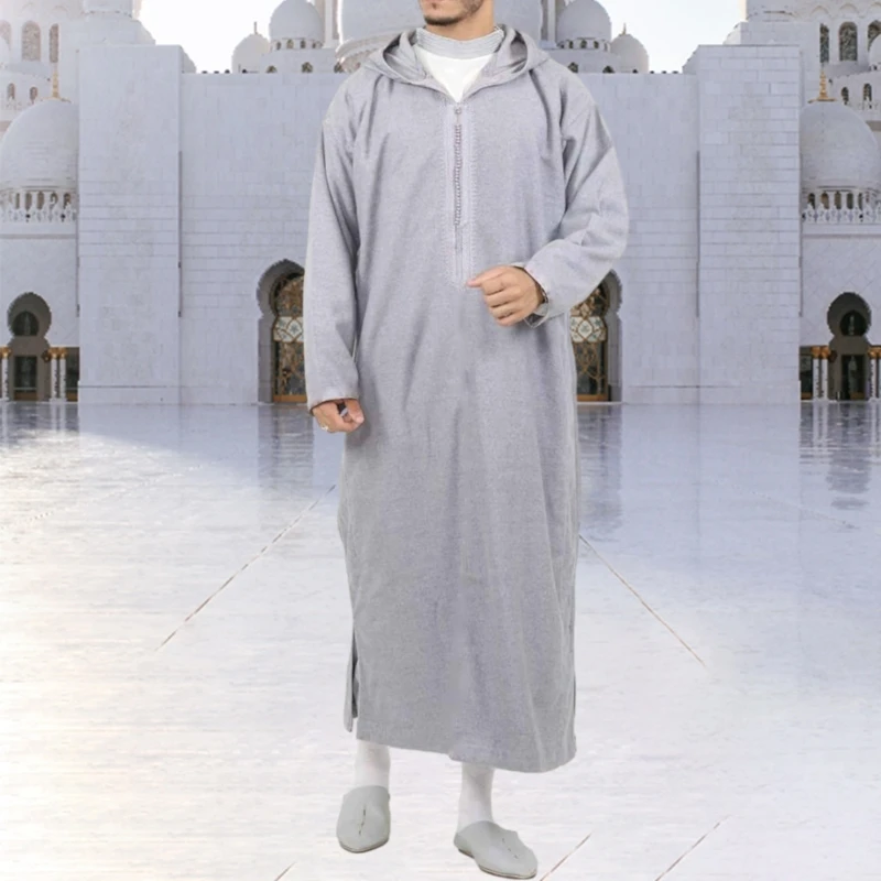 Muslims Kaftan Islamic Robe Men Muslims Dresses Long Sleeve Shirts Kaftan