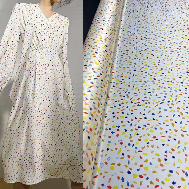 

Fresh Fashionable Style Light Luxury Natural Silk Fabric Multicolor Speckled High-grade Designer Art Clothing Dress Shirt Fabric