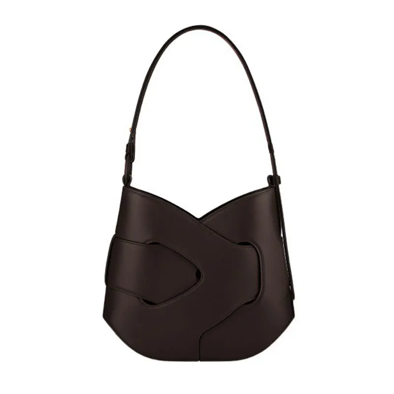 Women's Hollow Out Crescent Bag PU Leather Minimalist Crossbody Bag Adjustable Shoulder Strap Hobo Handbag Trendy Purse