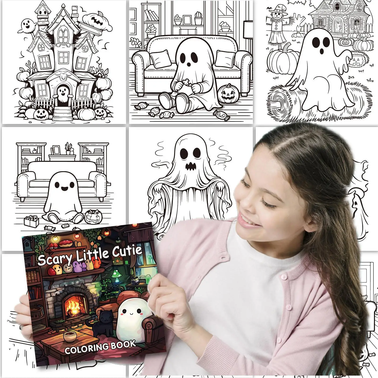 Halloween Coloring Book For Adults Cute Halloween Coloring Book 40 Sheets Painting Paper Cartoon Doodle Art For Drawing Journal