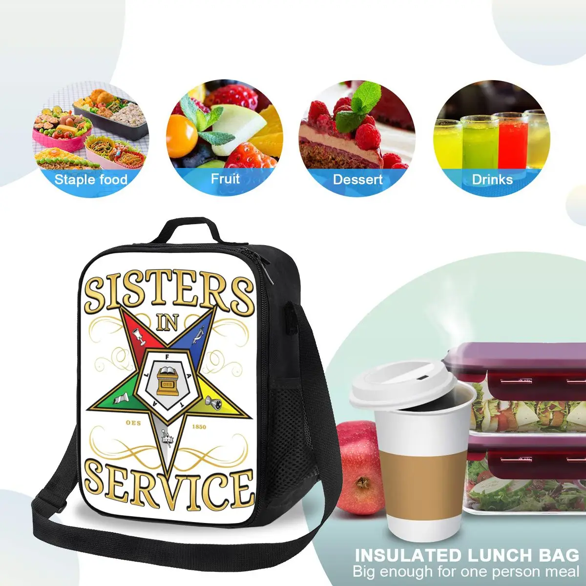 OES شعار أمر النجمة الشرقية معزول حقيبة الغداء للنساء الاطفال مانعة للتسرب صناديق الطعام صندوق غداء حراري حمل