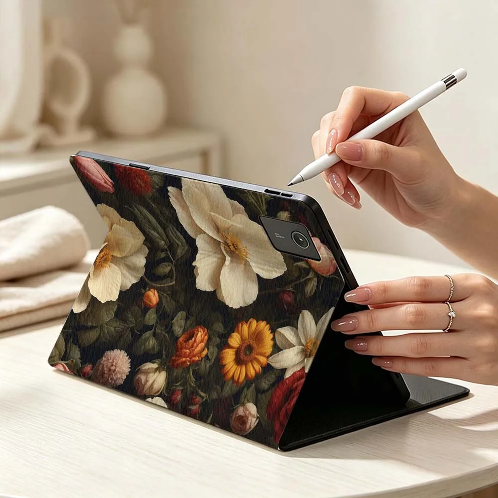 Red White Rose Pattern For Lenovo Xiaoxin Lenovo Tab Pad Pro Plus P12 P11 M10 Soft Pen Tray Tablet Case