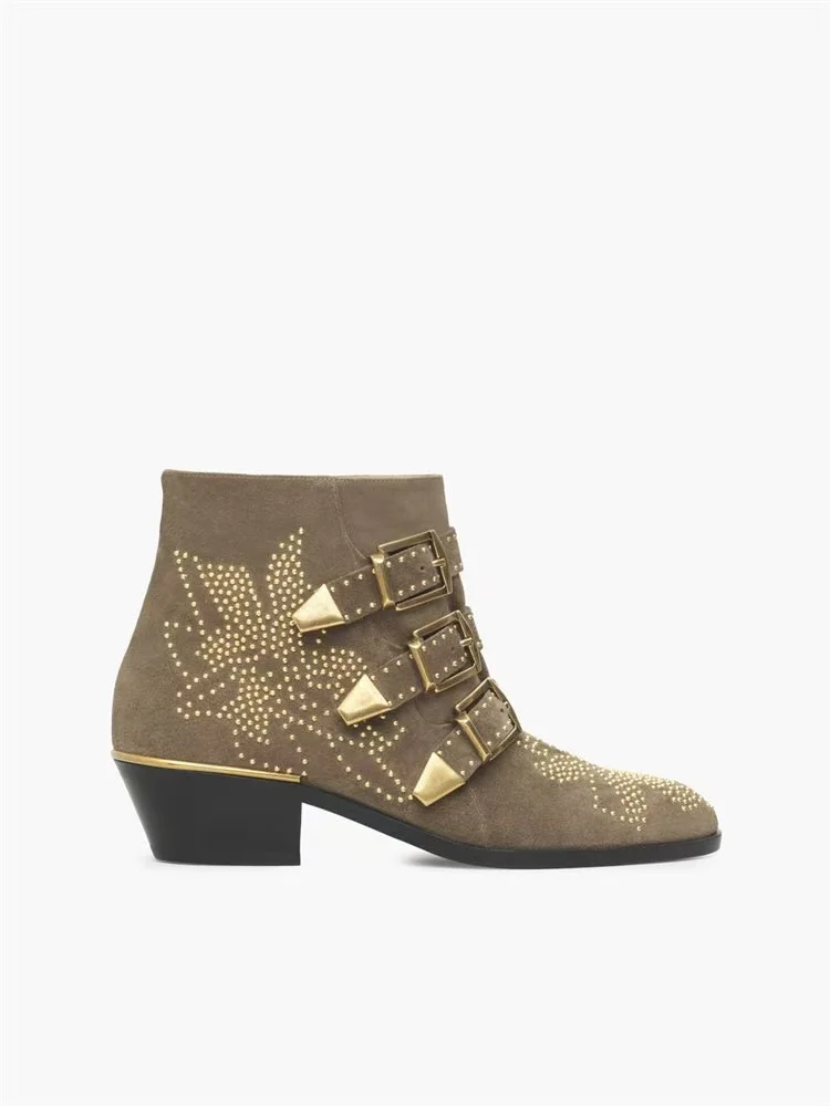Yue Jabon Susanna Studded Genuine Leather Booties Black 38 6