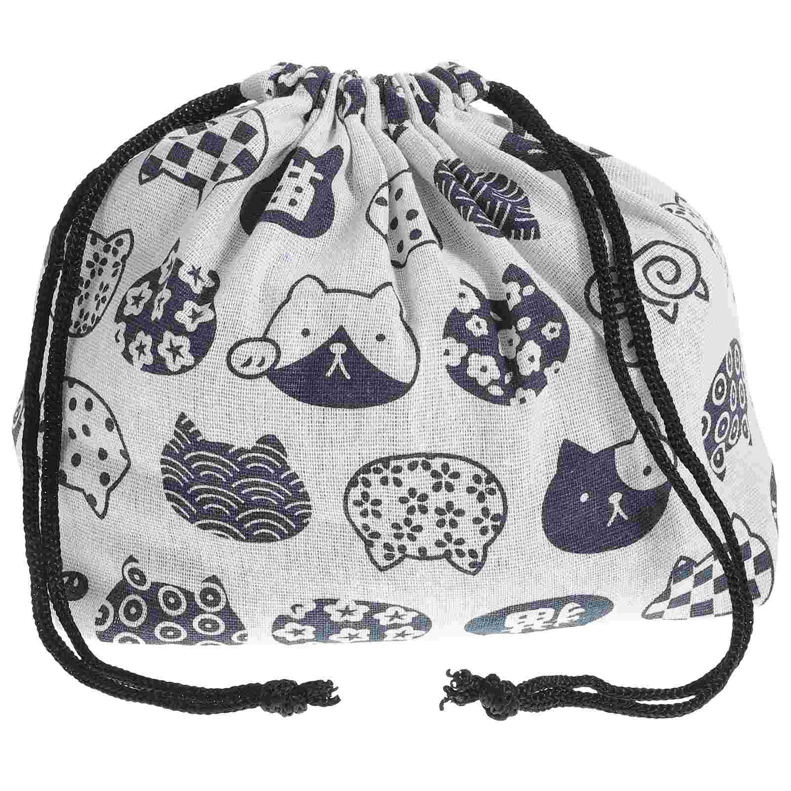 Thickened Lunch Box Cute Makeup Bag Japanese Style Drawstring With Cotton And Drawstring Portable Children Travel