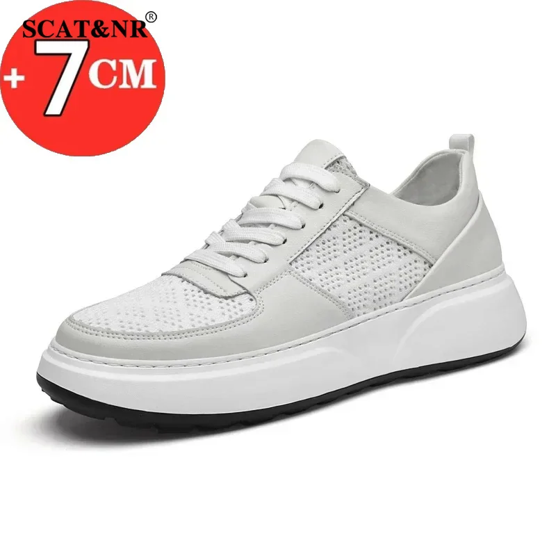 Man Sneakers Hidden Heels Elevator Shoes Breathable Heightening Shoes For Men Increase Insole 7CM Lift Sports Designer Taller