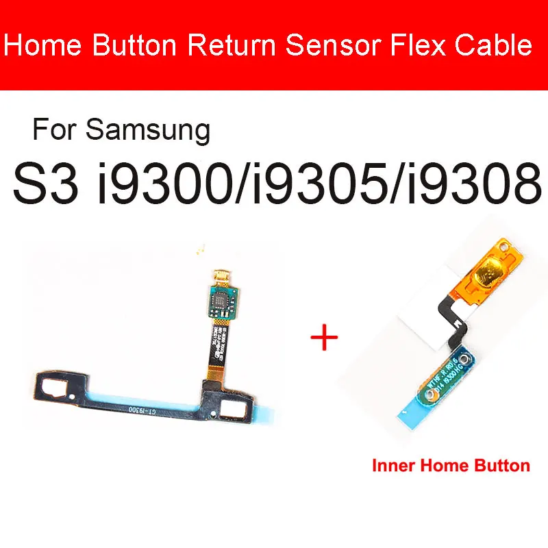 Menu de retorno chave sensor cabo flexível fita + interno botão casa para samsung galaxy s3 i9300 i9305 i9308 peças reposição