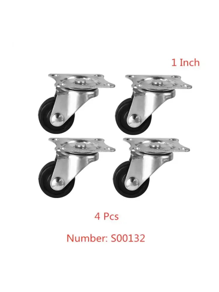 4 Pcs/Lot Casters Spot 1 Inch Black Rubber Universal Wheel Diameter 2.5cm Flat Movable Beauty Instrument Mute Vientiane