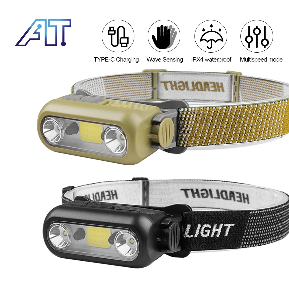 Portable XPE+COB Inductive Headlight USB Rechargeable Sense Headlamp With Power Indicator For Outdoor Night Running Riding