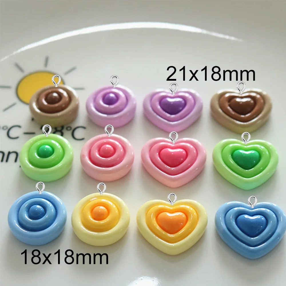 10PCS Shiny Circle Heart Series Flat Back Charms For Earrings Bracelet Hairpin DIY Jewelry Pendants Decoration Accessories