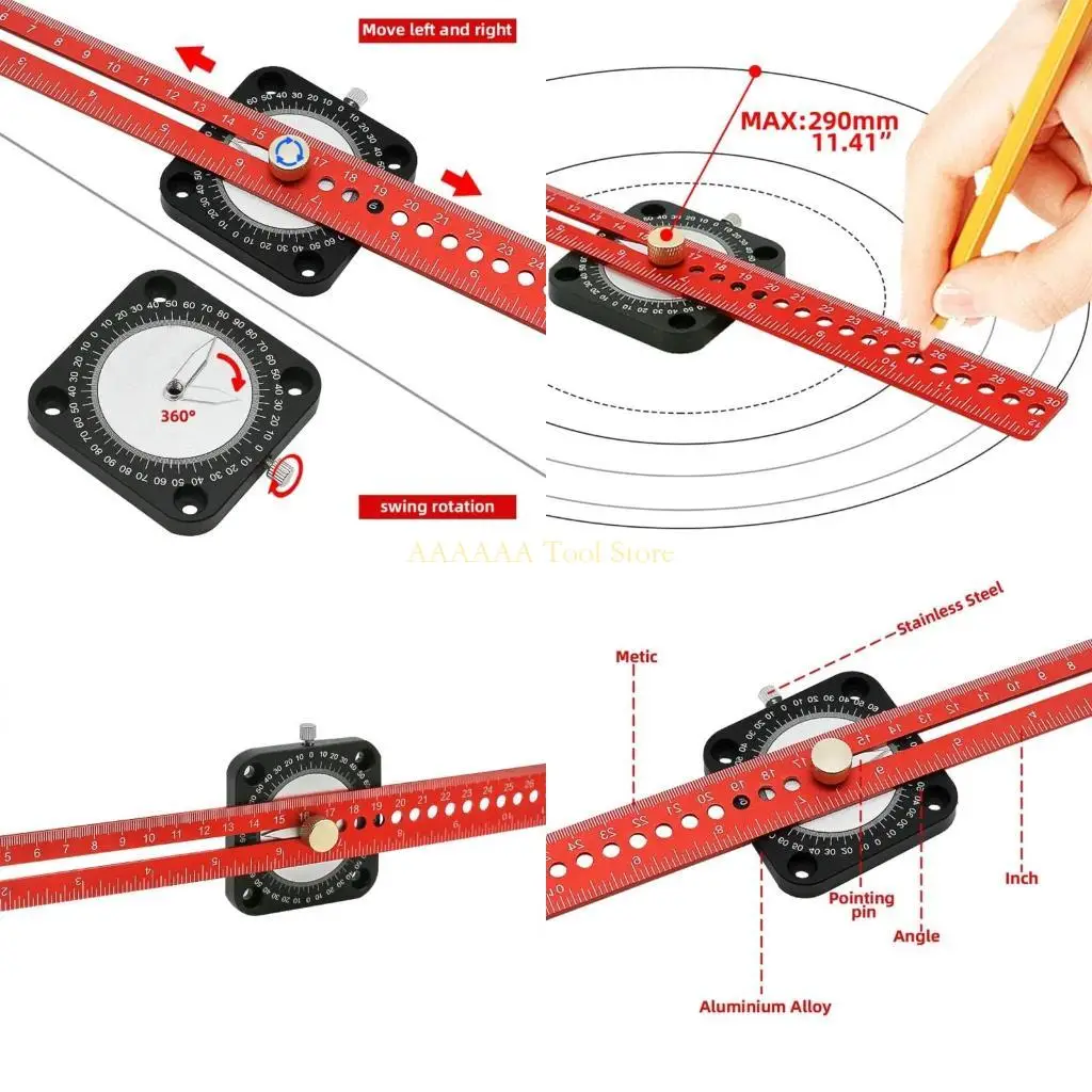 

A2BE Woodworking Высокий характер сценария T-тип-360 ° Угловой линейка алюминиевой маркировки.