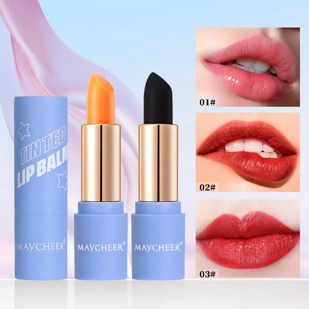 Lápiz labial de 3 colores, brillo de labios que cambia de Color por temperatura, Cosméticos finos, líneas hidratantes de duración, suave, impermeable, largo, C5U5