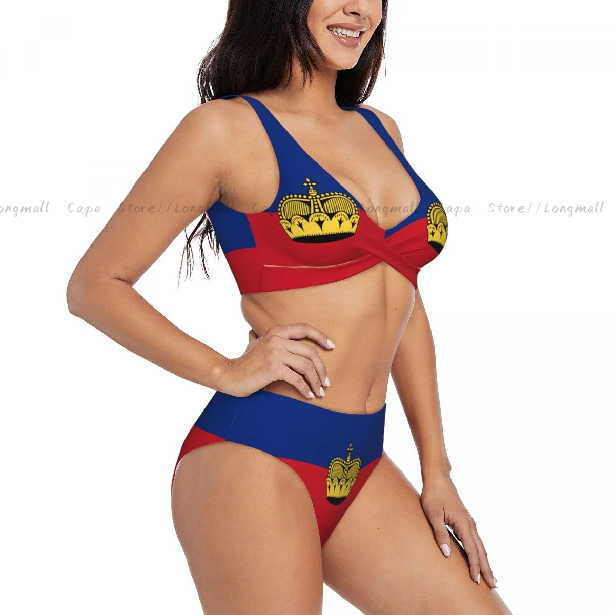 

Sexy Bikini Set Liechtenstein Flag Style Swimwear Women Two Pieces Swimsuit Beachwear Female Bathing Suits
