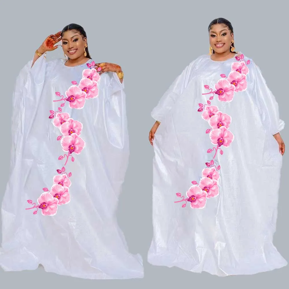 

Hot Selling TikTok African Bazin Long Dress - Stunning White Bazin Robe Bestie Party Dress for Parties, Proms, Birthdays