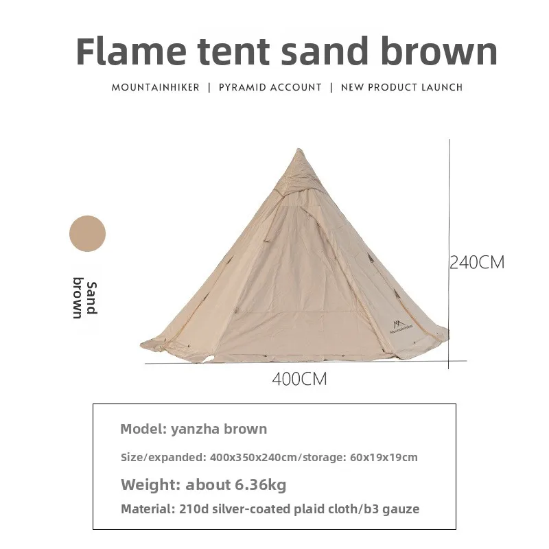 Mounthiker التخييم في الهواء الطلق للطي الهرم أكسفورد القماش خيمة متعددة الناس التخييم مقاوم للماء مكافحة تحرق Sunproof المشي لمسافات طويلة الطرف #6