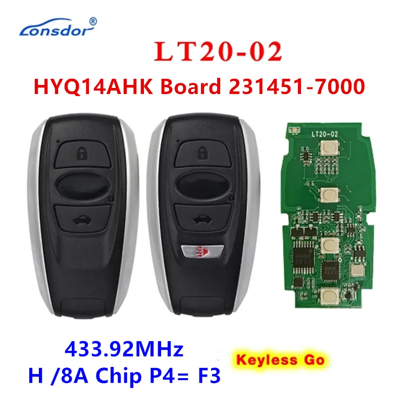 

KEYECU Replacement Keyless Smart Key FOB 434MHz H/8A Chip 231451-7000 14AHK For Subaru Forester Legacy Impreza XV BRZ 2014-2017