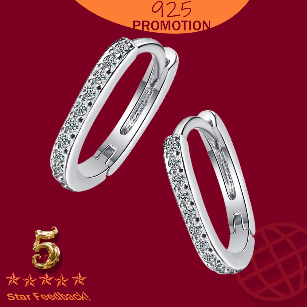 

Minimalist Pave Zircon Geometric Stud Earrings Fashion Charm Stamp 925 Sterling Silver Earring for Women Unisex Party Jewelry