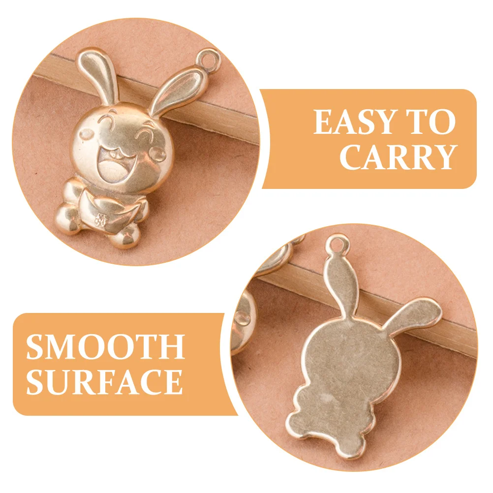

4Pcs Brass Rabbit Charms Small Zodiac Bunny Pendant Multipurpose DIY Jewelry Making Keychain Hanging Ornaments
