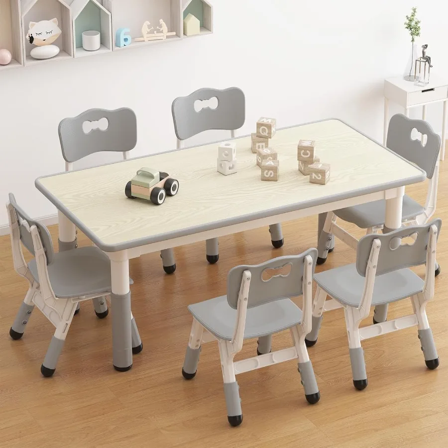 Set tavolo e 6 sedie regolabili in altezza per i 210 anni, ideale per l'asilo nido, uso domestico, design desktop Graffiti con antiscivolo
