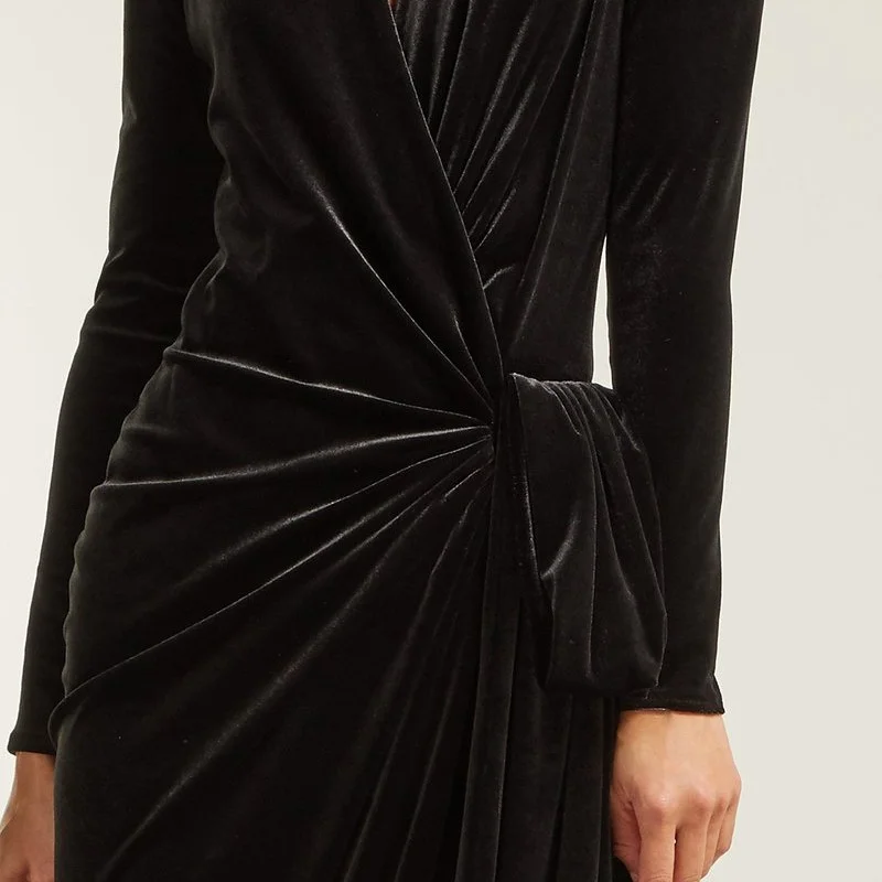 เสื้อยืดเอวสูงผ้าทีอะซิเตทแบบไหล่เดียว รุ่นใหม่ปี 2025 ของ Ele Deep V-ne Evening Dr สำหรับงานปาร์ตี้