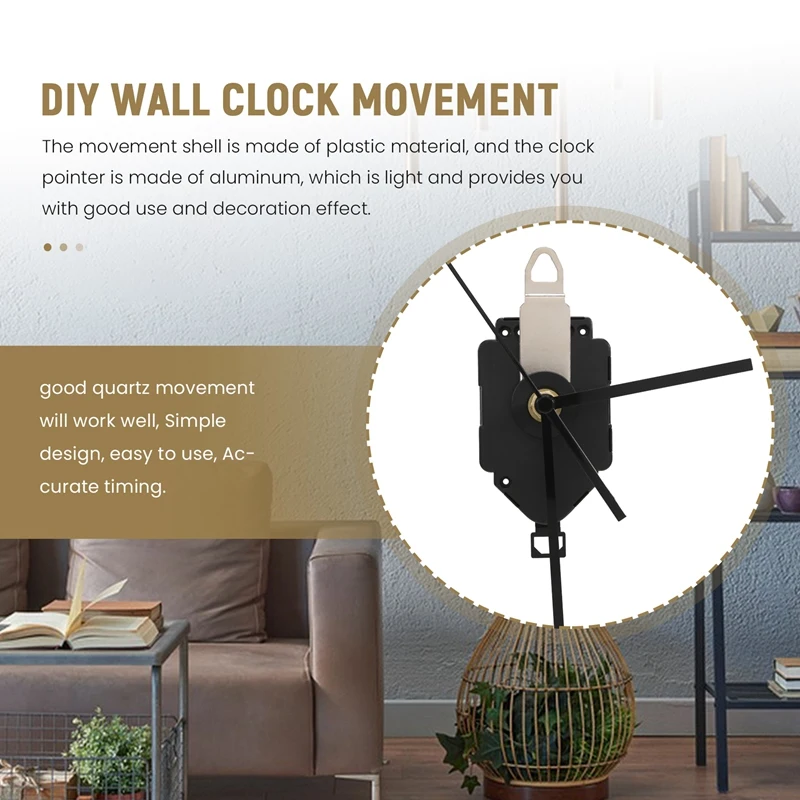 DIY Quartz Pendulum Clock Movement Mechanism With 2 Pairs Of Hands Wall Quartz Clock Repair Tool Parts Replacement