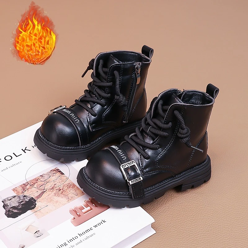 الأطفال عالية الجودة الأحذية الجلدية الفتيان النمط البريطاني طفل أحذية الفتيات موضة الجانب البريدي إغلاق الخريف أحذية بوتاس الفقرة Niñas
