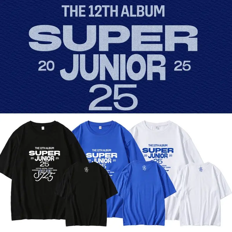 Super Junior 2025 The 12TH Album Concert T-shirt for Fans Short Sleeve Tee Cotton Summer Tops Women's T-shirt Women Clothing
