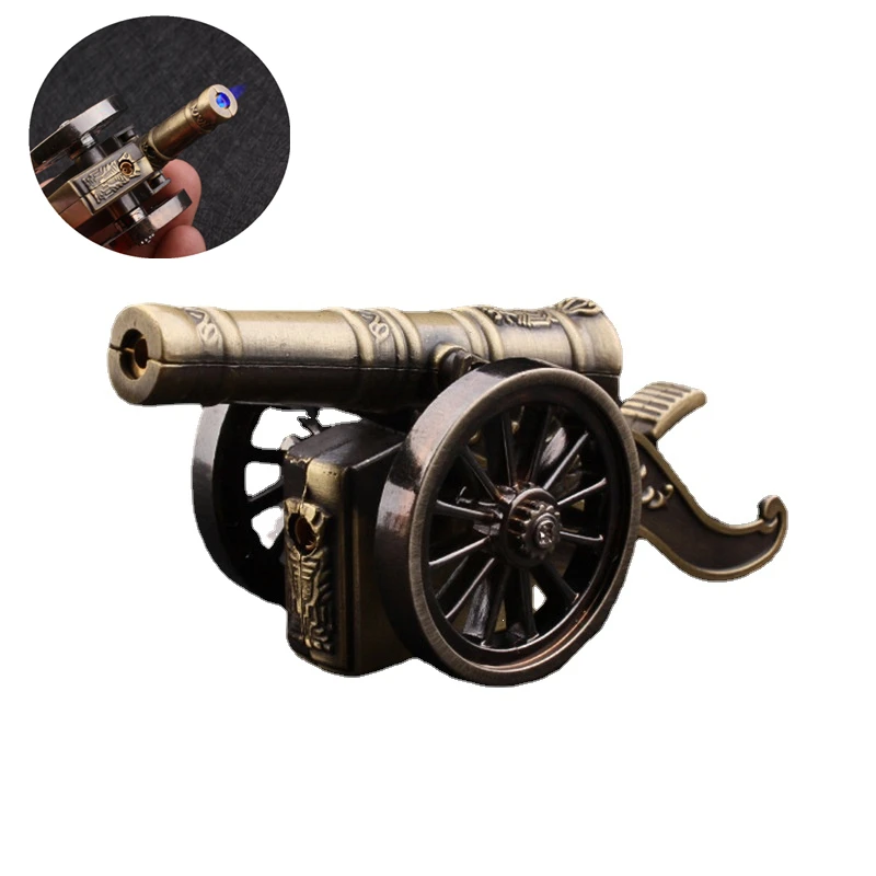 

New Creative Butane Turbo Lighter Metal Cannon Model Home Office Desktop Decoration Windproof Lighters for Smoking Cigar Lighter