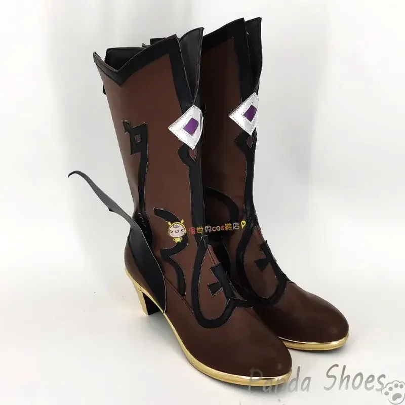 أحذية Genshinimpact Fischl التأثيرية لعبة الرسوم المتحركة الهزلية كوس أحذية طويلة أزياء Fischl التأثيرية أحذية الدعامة لحفلات الهالوين