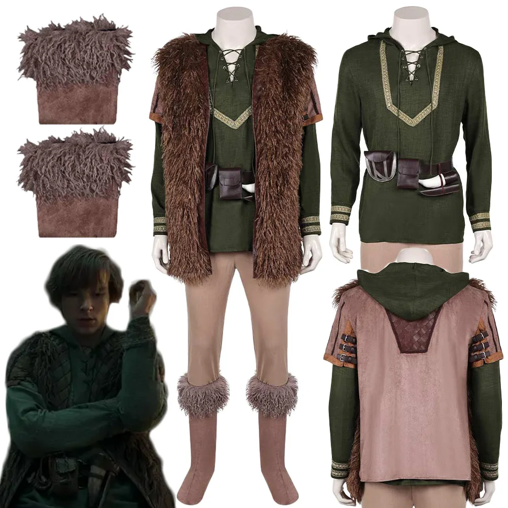 Película cómo tren dragón hoz Cosplay disfraz conjunto verde Top chaleco pantalones trajes masculino Halloween juego de rol trajes de fiesta de Carnaval