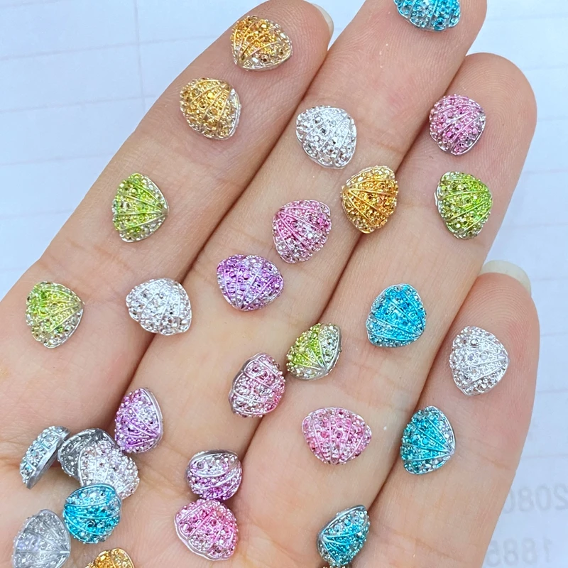 100pcs Cute Mini New Resin Mini Colorful Shells Nail Rhinestones Gems Glitter Nail Art Jewelry Manicure Nail Art Decorations