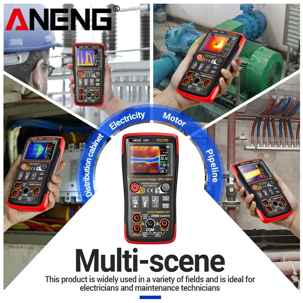 Thermal Imaging Multimeter  ANENG AR01 2 in 1 infrared Thermometer Electrical Tester AC/DC Voltage Current Thermal Imager Tools