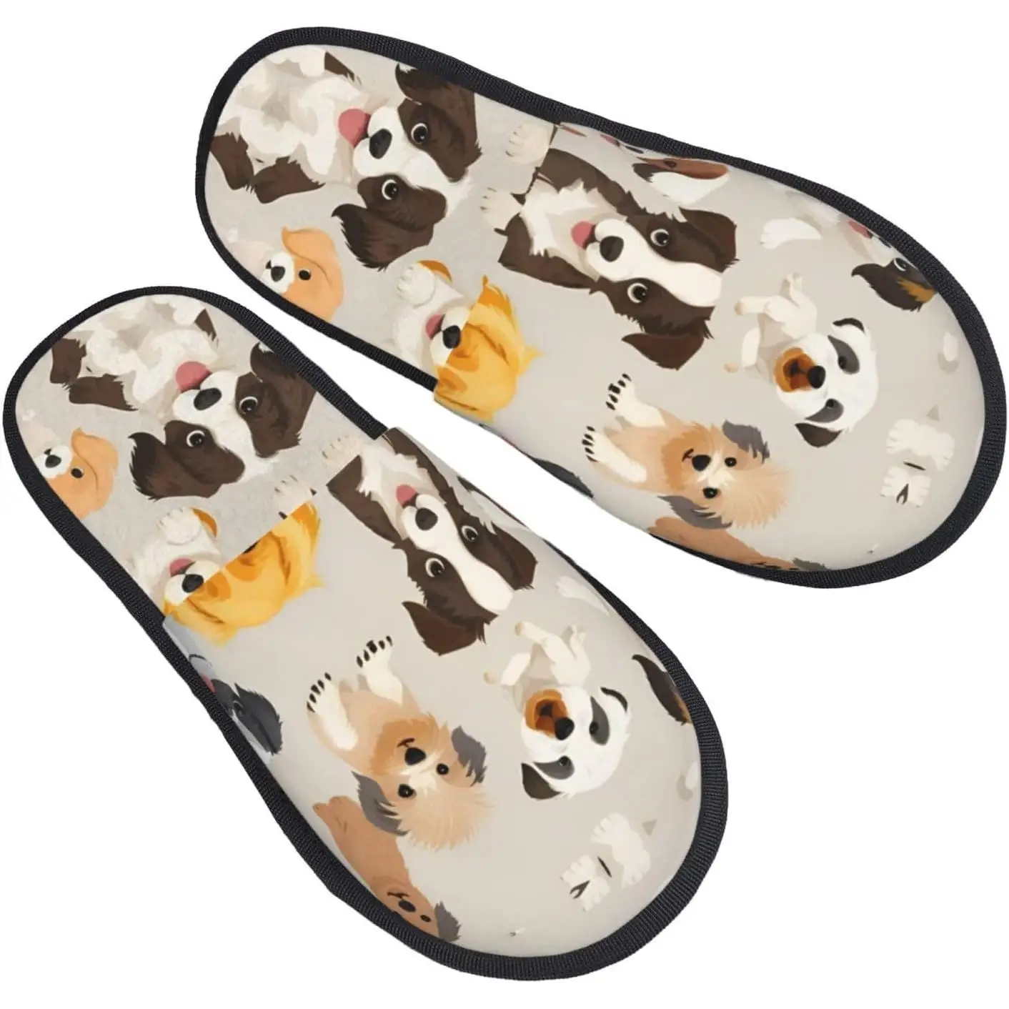 Dog breed printing Fall Winter Fuzzy Slippers Comfy House Shoes Portable for Hotel Travel Gifts for Women and Men