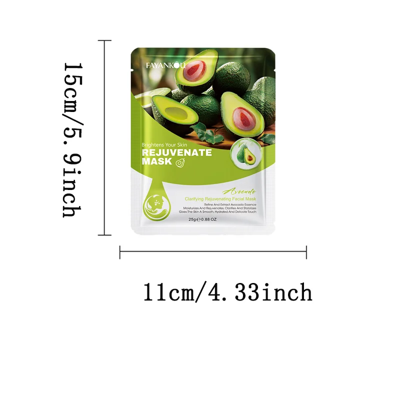 FAYANKOU Avocado Rejuvenate Facial Mask 10Pcs Hydrating Moisturizing Nourishing Brightening Skin Care Sheet Mask