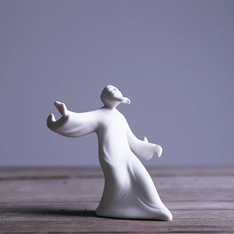 chinese White Porcelain Kung Fu Characters Zen Statues Chinese Tai Ji Decorative Statues For Home Zen Creative Ornaments