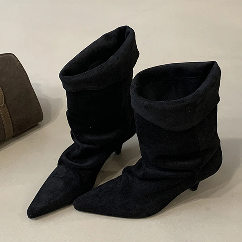 Liyke خمر أشار تو مطوي حذاء من الجلد للنساء منخفضة الكعب الخريف الشتاء تشيلسي أحذية السيدات حفلة موسيقية الجوارب الموضة