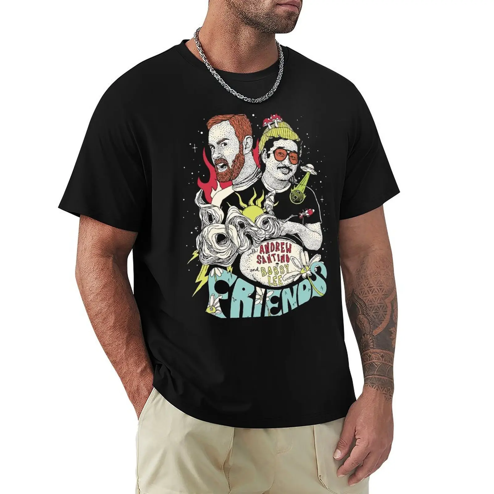 Camiseta Bad Friends Andrew Santino & Bobby Lee I'm Bobby Mom Camiseta unissex com estampa gráfica para homens