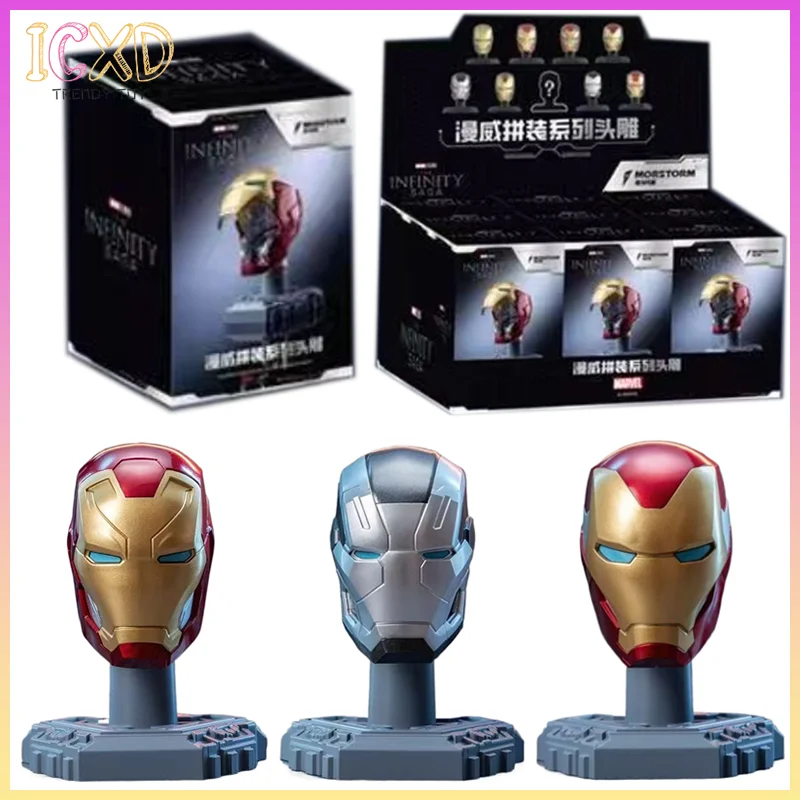 Iron Man boîte aveugle jouet tête Sculpture assemblage série Figurines modèles Anime périphérique décorations de bureau