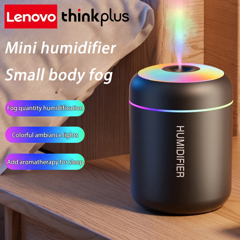 Lenovo ThinkPlus Car Air Humidifier USB Electric Aroma Diffuser Essential Oil Purifier Aromatherapy Mist Maker Lights in Car