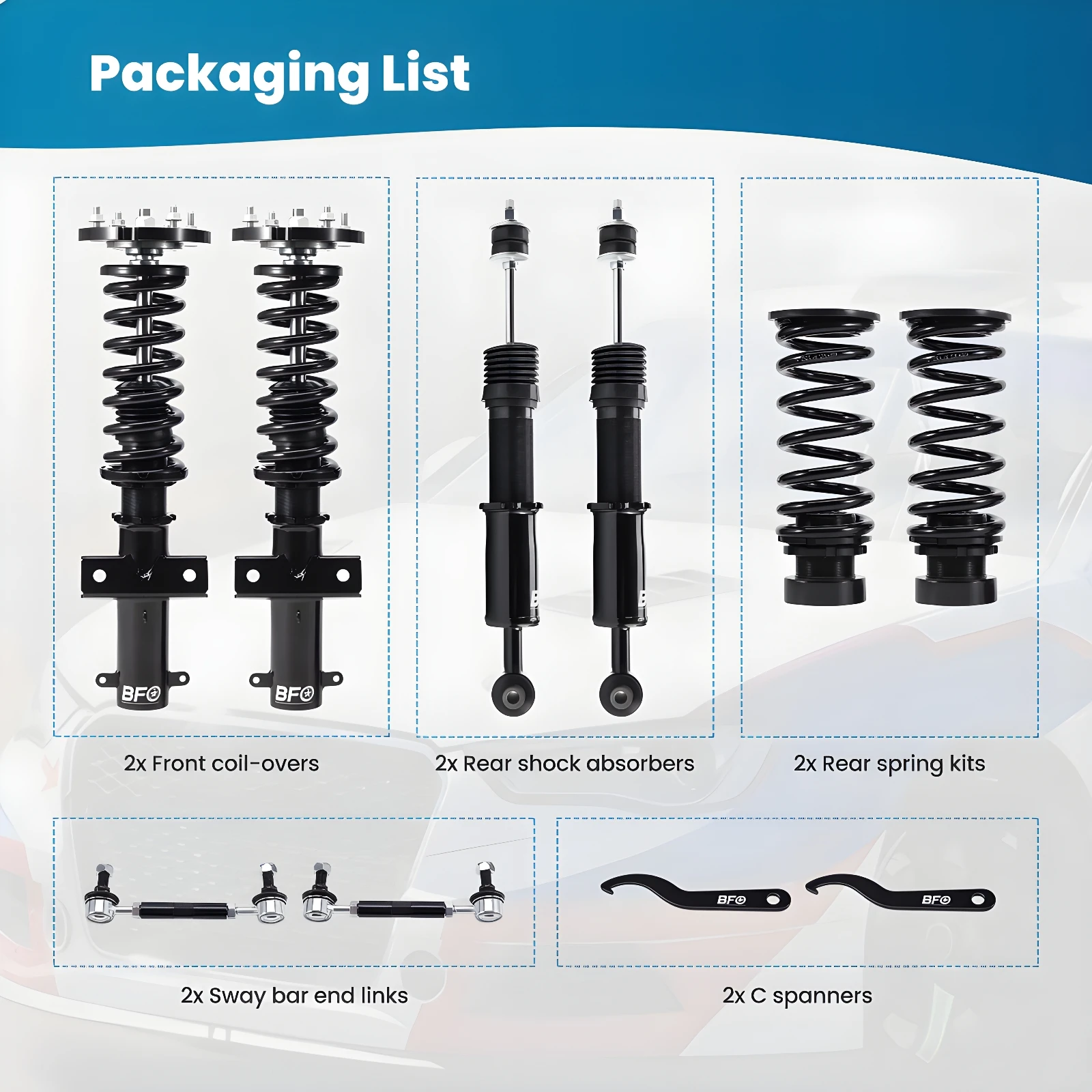 

Coilovers Suspension Struts For Ford Mustang S-197 2005-2014 Adjustable Height Shock Spring Strut, Coil