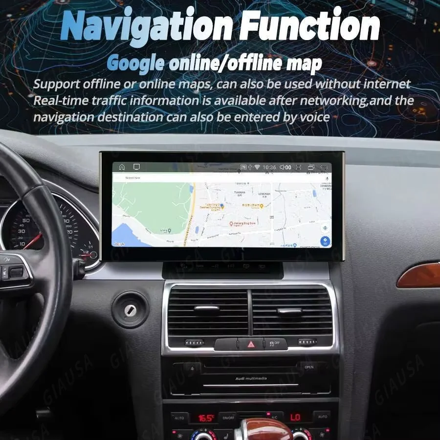 أندرويد 13 سيارة لتحديد المواقع والملاحة شاشة لأودي Q7 2006 2007-2009 الصوت الوسائط المتعددة مشغل ديفيدي ستيريو جوجل Carplay رئيس وحدة #6